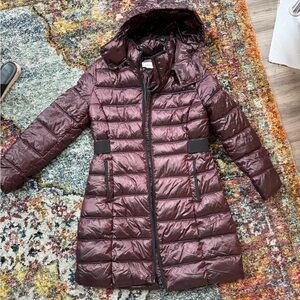Calvin Klein Shiny Burgundy Puffer Jacket